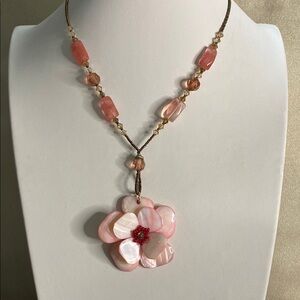 5 for $15 Pink Floral shell Pendant Necklace